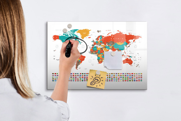 Tableau effaçable magnétique Carte du monde interactive avec photos