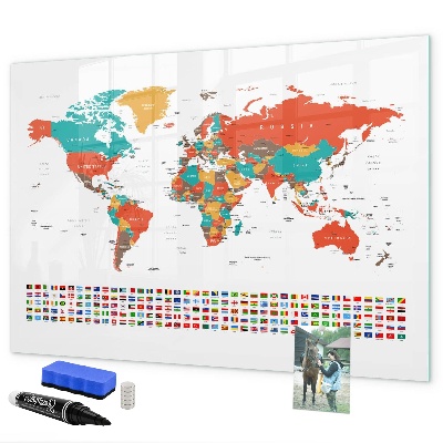 Tableau effaçable magnétique Carte du monde interactive avec photos