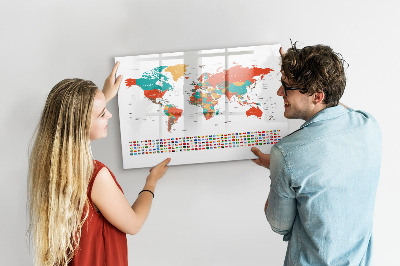 Tableau effaçable magnétique Carte du monde interactive avec photos