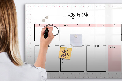 Tableau magnétique effaçable Agenda hebdomadaire avec espace pour photos