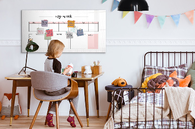 Tableau magnétique effaçable Agenda hebdomadaire avec espace pour photos