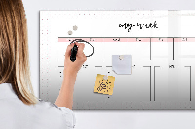 Tableau magnétique effaçable Agenda hebdomadaire avec espace pour photos