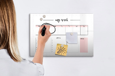 Tableau magnétique effaçable Agenda hebdomadaire avec espace pour photos
