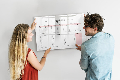 Tableau magnétique effaçable Agenda hebdomadaire avec espace pour photos
