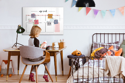 Tableau magnétique effaçable Agenda hebdomadaire avec espace pour photos