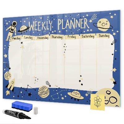 Tableau effaçable magnétique Agenda hebdomadaire sur le thème de l'espace
