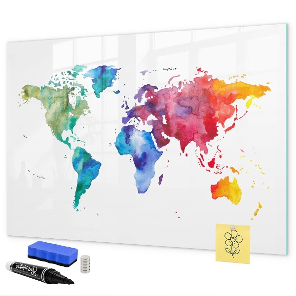 Tableau magnétique effaçable Une carte colorée pour les souvenirs et les notes
