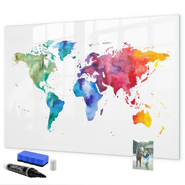 Tableau magnétique effaçable Une carte colorée pour les souvenirs et les notes