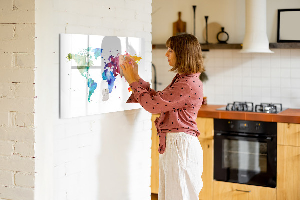 Tableau magnétique effaçable Une carte colorée pour les souvenirs et les notes