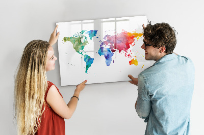Tableau magnétique effaçable Une carte colorée pour les souvenirs et les notes