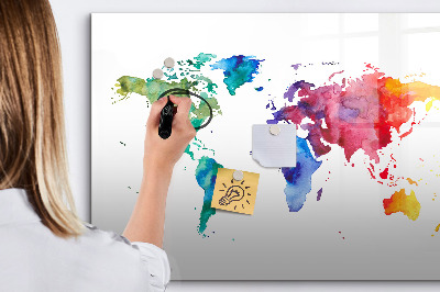Tableau magnétique effaçable Une carte colorée pour les souvenirs et les notes