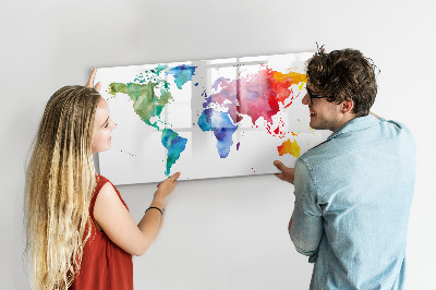 Tableau magnétique effaçable Une carte colorée pour les souvenirs et les notes