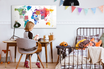 Tableau magnétique effaçable Une carte colorée pour les souvenirs et les notes