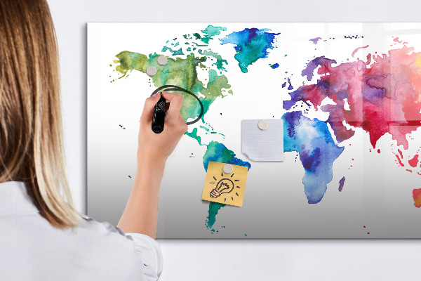 Tableau magnétique effaçable Une carte colorée pour les souvenirs et les notes