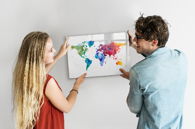 Tableau magnétique effaçable Une carte colorée pour les souvenirs et les notes