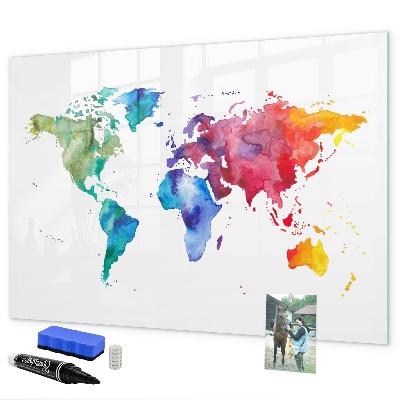 Tableau magnétique effaçable Une carte colorée pour les souvenirs et les notes