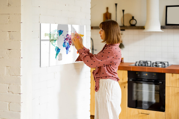 Tableau magnétique effaçable Une carte colorée pour les souvenirs et les notes
