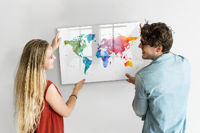 Tableau magnétique effaçable Une carte colorée pour les souvenirs et les notes