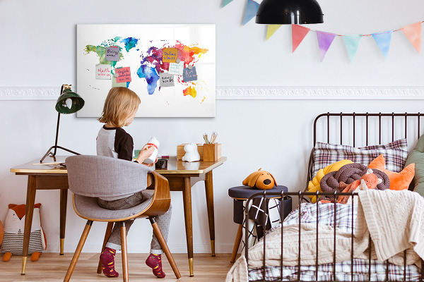 Tableau magnétique effaçable Une carte colorée pour les souvenirs et les notes