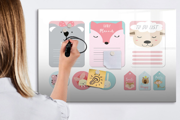 Tableau magnétique effaçable Agenda coloré à motifs animaux