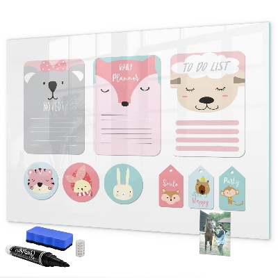 Tableau magnétique effaçable Agenda coloré à motifs animaux