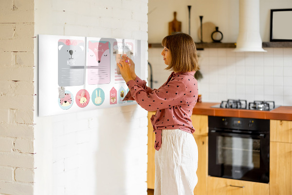 Tableau magnétique effaçable Agenda coloré à motifs animaux