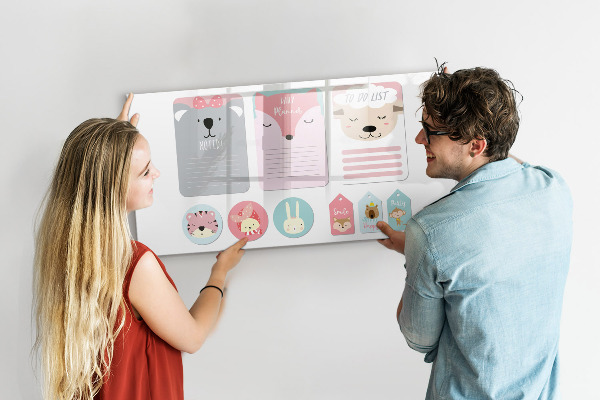 Tableau magnétique effaçable Agenda coloré à motifs animaux