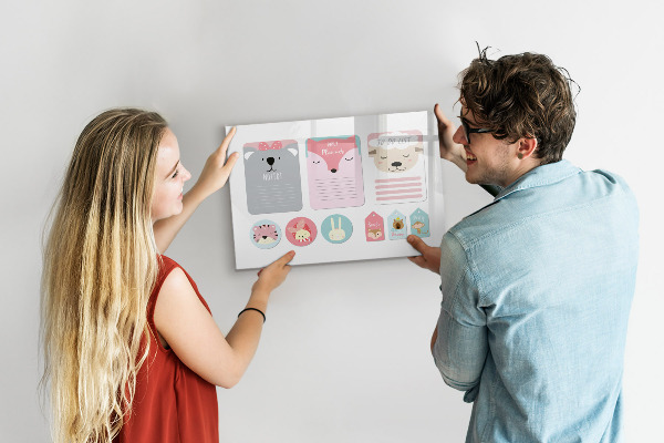 Tableau magnétique effaçable Agenda coloré à motifs animaux