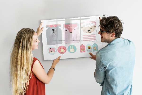 Tableau magnétique effaçable Agenda coloré à motifs animaux