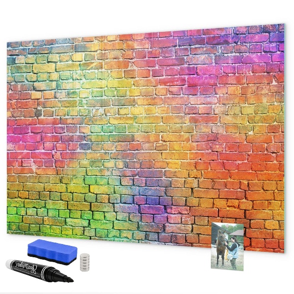 Tableau effaçable magnétique Un mur coloré avec de la place pour les photos