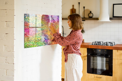 Tableau effaçable magnétique Un mur coloré avec de la place pour les photos