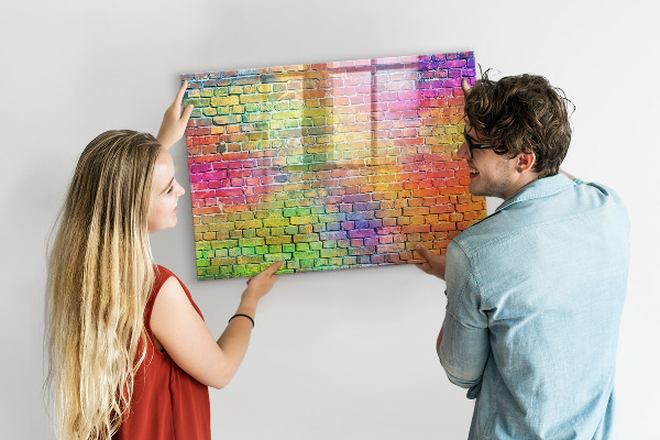 Tableau effaçable magnétique Un mur coloré avec de la place pour les photos