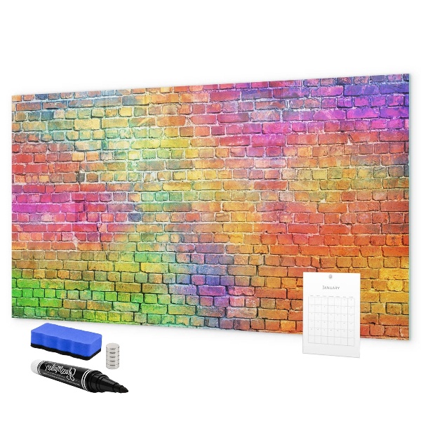 Tableau effaçable magnétique Un mur coloré avec de la place pour les photos