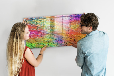 Tableau effaçable magnétique Un mur coloré avec de la place pour les photos