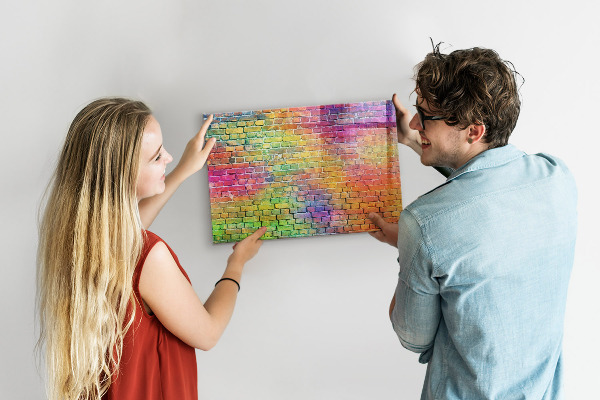 Tableau effaçable magnétique Un mur coloré avec de la place pour les photos