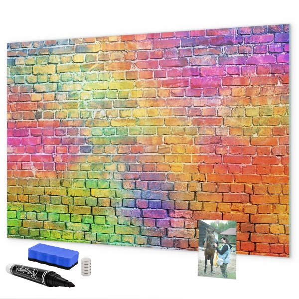 Tableau effaçable magnétique Un mur coloré avec de la place pour les photos