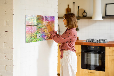 Tableau effaçable magnétique Un mur coloré avec de la place pour les photos