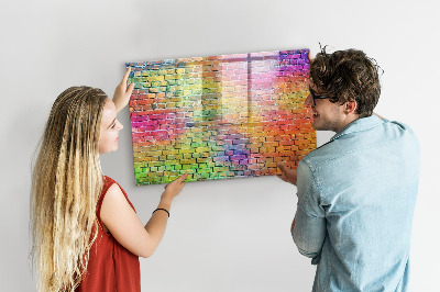 Tableau effaçable magnétique Un mur coloré avec de la place pour les photos