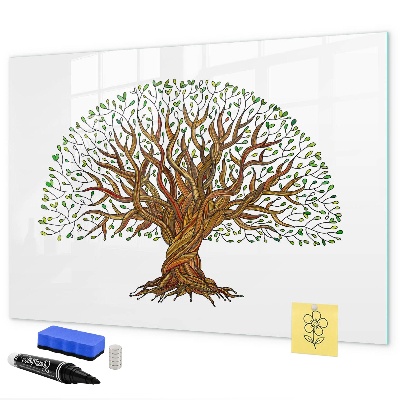 Tableau magnétique effaçable Arbre à souvenirs avec aimants et marqueur