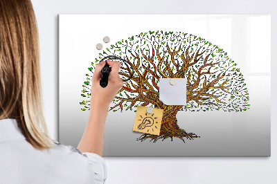 Tableau magnétique effaçable Arbre à souvenirs avec aimants et marqueur