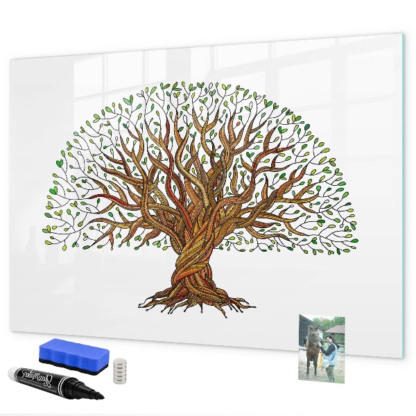 Tableau magnétique effaçable Arbre à souvenirs avec aimants et marqueur