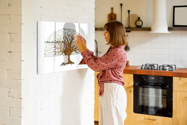Tableau magnétique effaçable Arbre à souvenirs avec aimants et marqueur