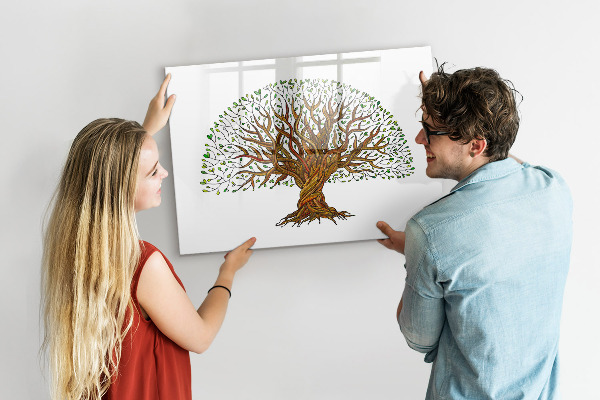 Tableau magnétique effaçable Arbre à souvenirs avec aimants et marqueur