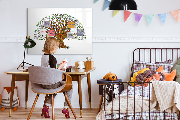 Tableau magnétique effaçable Arbre à souvenirs avec aimants et marqueur