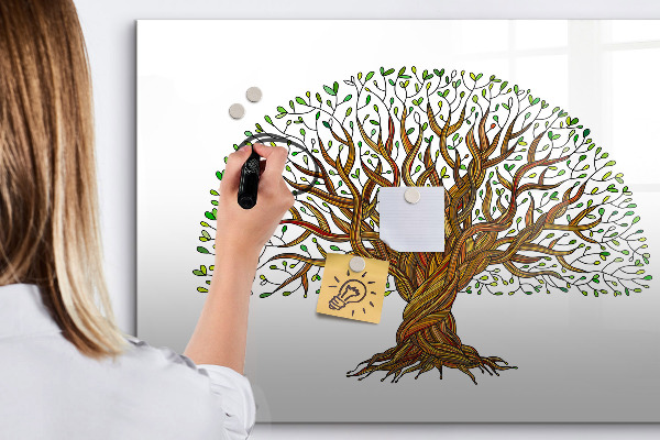 Tableau magnétique effaçable Arbre à souvenirs avec aimants et marqueur