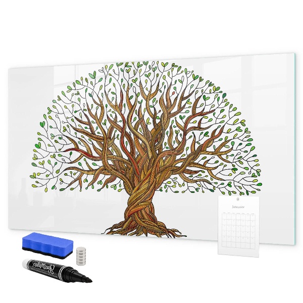 Tableau magnétique effaçable Arbre à souvenirs avec aimants et marqueur