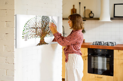 Tableau magnétique effaçable Arbre à souvenirs avec aimants et marqueur