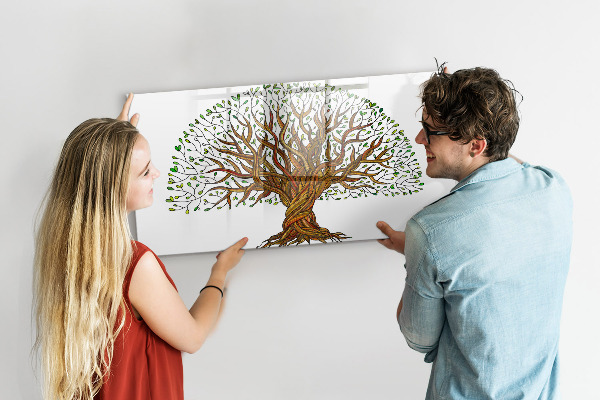 Tableau magnétique effaçable Arbre à souvenirs avec aimants et marqueur
