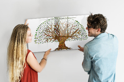 Tableau magnétique effaçable Arbre à souvenirs avec aimants et marqueur