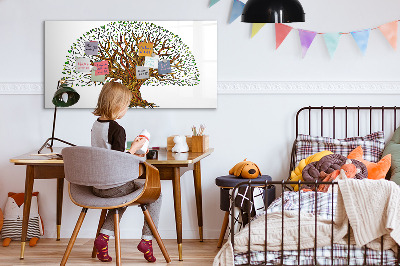Tableau magnétique effaçable Arbre à souvenirs avec aimants et marqueur
